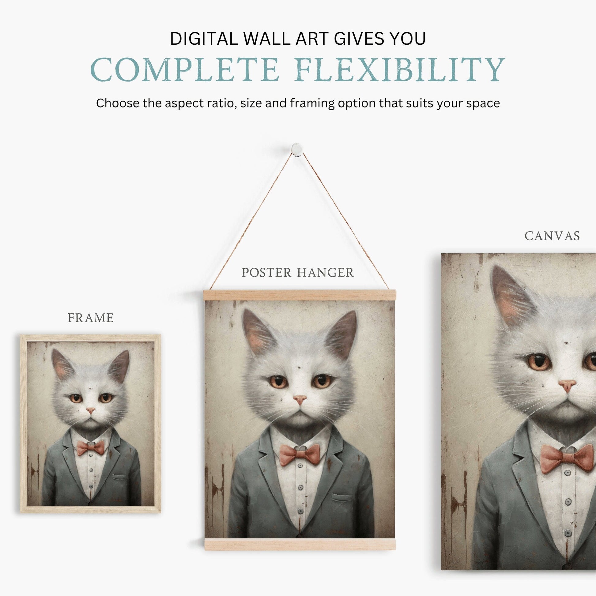 Cat Wall Art, Cute Kitten Print, Vintage Cat Decor - WildfieldPrints