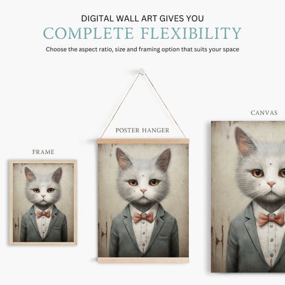 Cat Wall Art, Cute Kitten Print, Vintage Cat Decor - WildfieldPrints