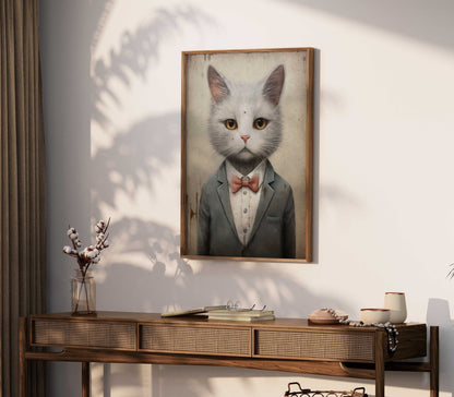 Cat Wall Art, Cute Kitten Print, Vintage Cat Decor - WildfieldPrints