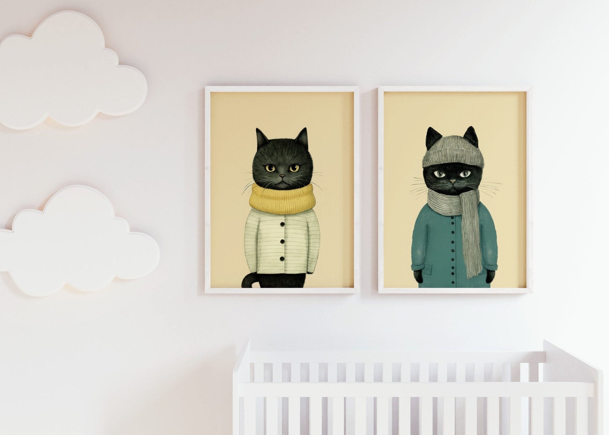 Cat Wall Art, Funny Prints for Kids Room, Retro Decor - WildfieldPrints