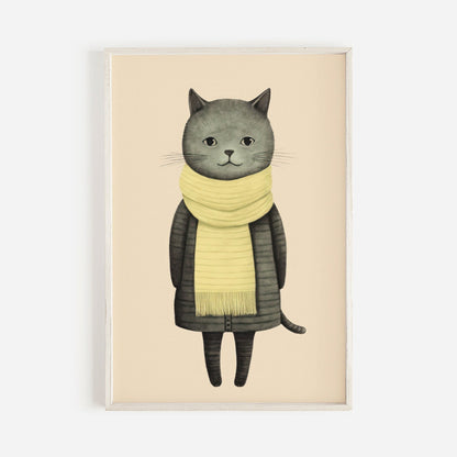 Cat Wall Art, Minimalist Print, Retro Kids Room Decor - WildfieldPrints