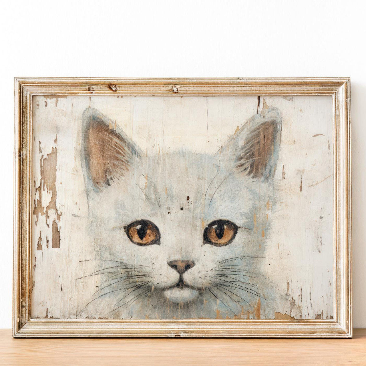 White Cat Wall Art – Animal Nursery Decor
