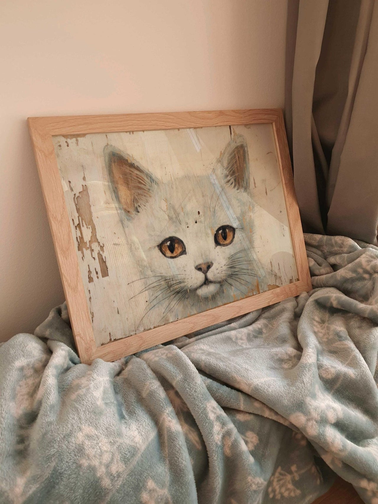 White Cat Wall Art – Animal Nursery Decor
