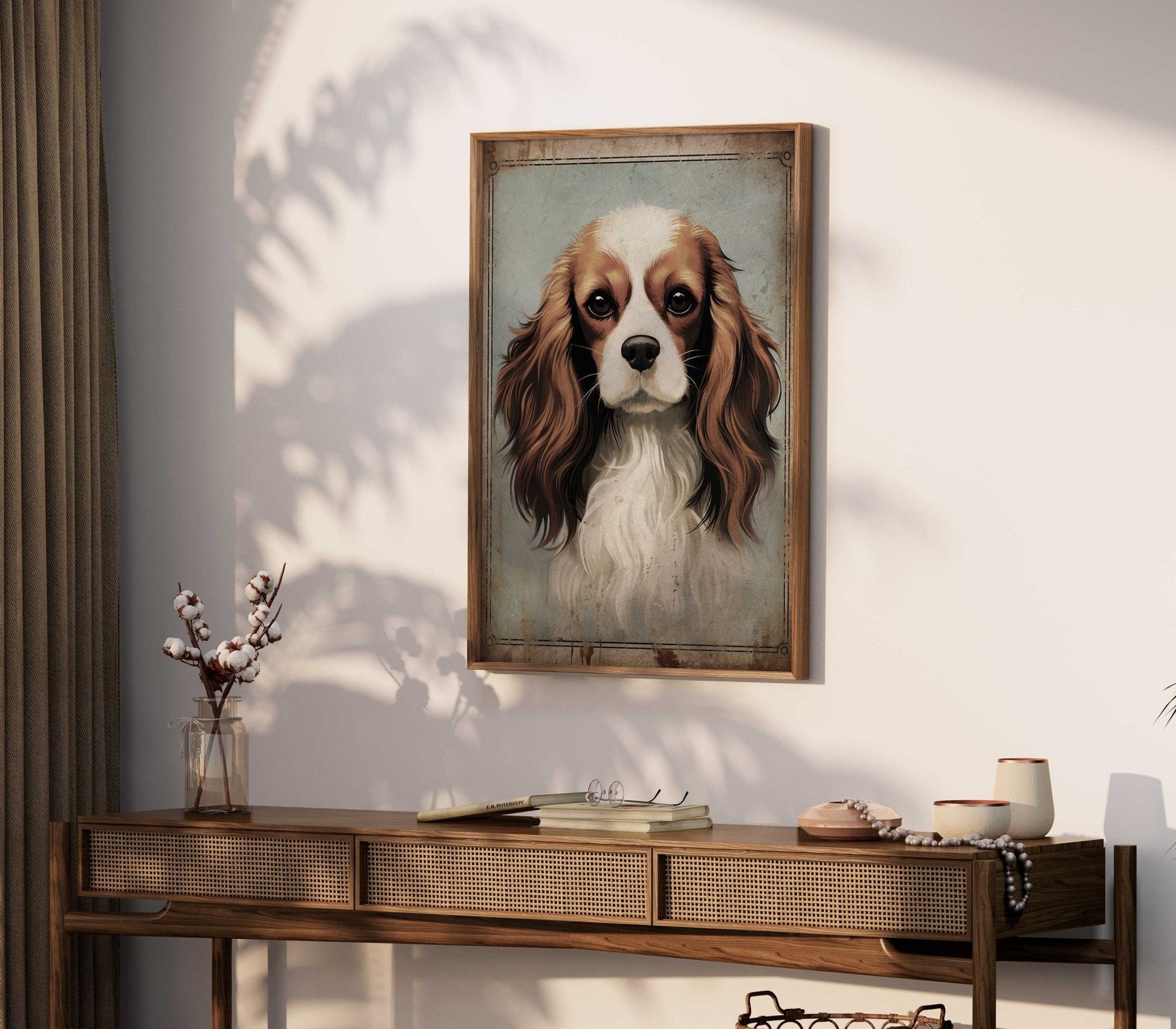Cavalier King Charles Spaniel Art, Vintage Dog Wall Decor, Gift for Dog Lovers - WildfieldPrints