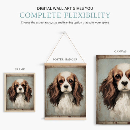 Cavalier King Charles Spaniel Art, Vintage Dog Wall Decor, Gift for Dog Lovers - WildfieldPrints