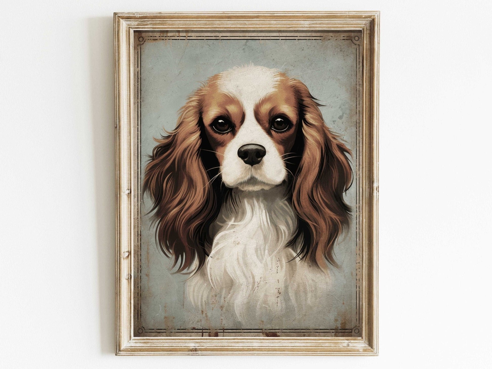 Cavalier King Charles Spaniel Art, Vintage Dog Wall Decor, Gift for Dog Lovers - WildfieldPrints