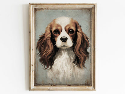 Cavalier King Charles Spaniel Art, Vintage Dog Wall Decor, Gift for Dog Lovers - WildfieldPrints