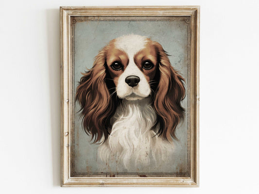 Cavalier King Charles Spaniel Art, Vintage Dog Wall Decor, Gift for Dog Lovers - WildfieldPrints