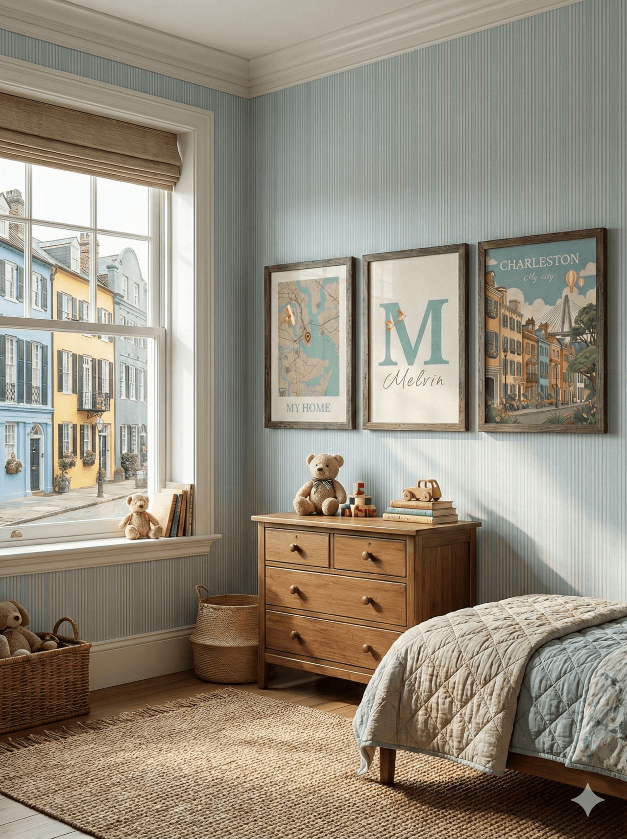 Charleston Prints for Kids - Map, Name and City Illustration • Set of 3