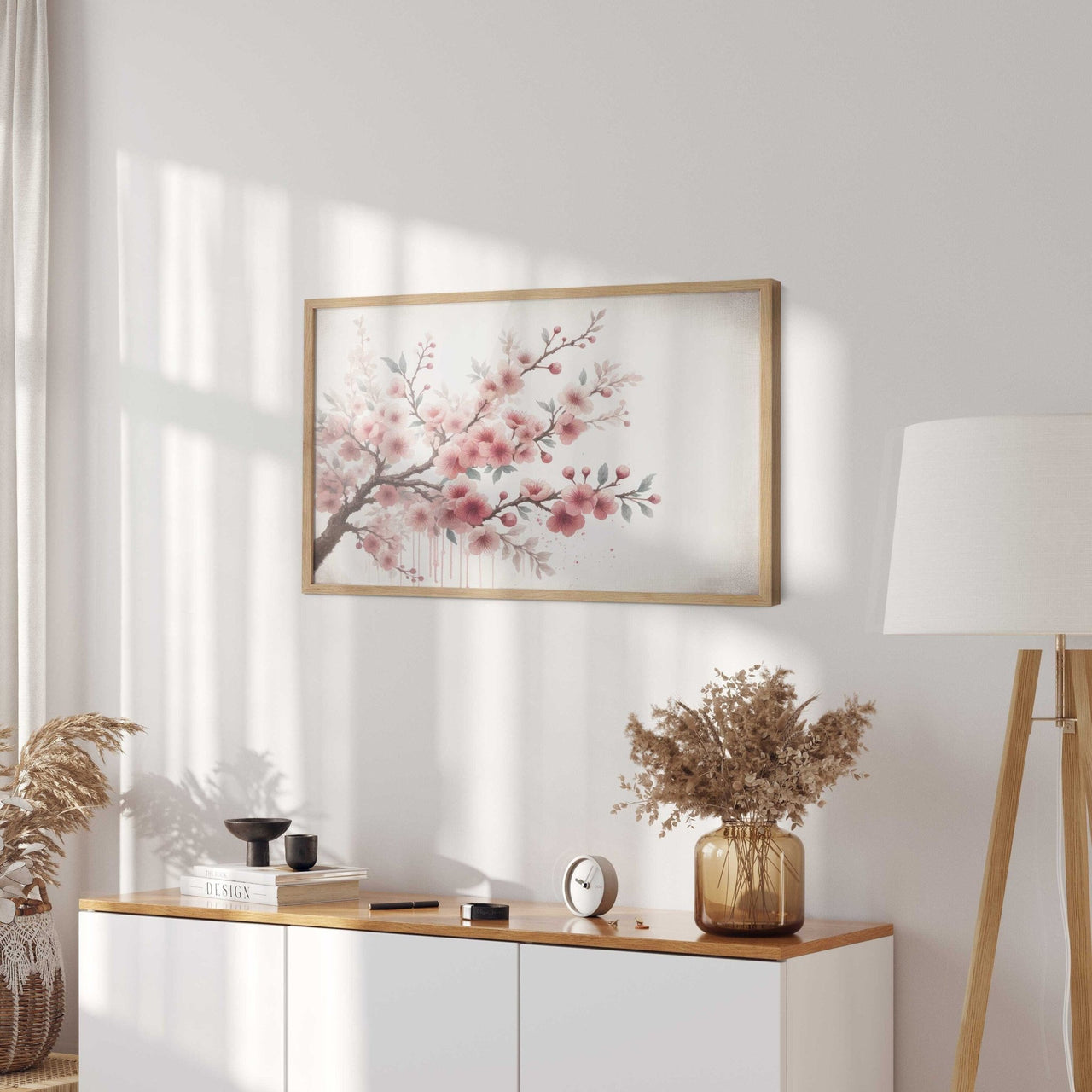 Cherry Blossom Wall Art – Floral Living Room Decor