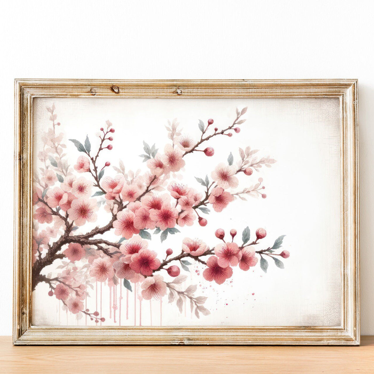 Cherry Blossom Wall Art – Floral Living Room Decor