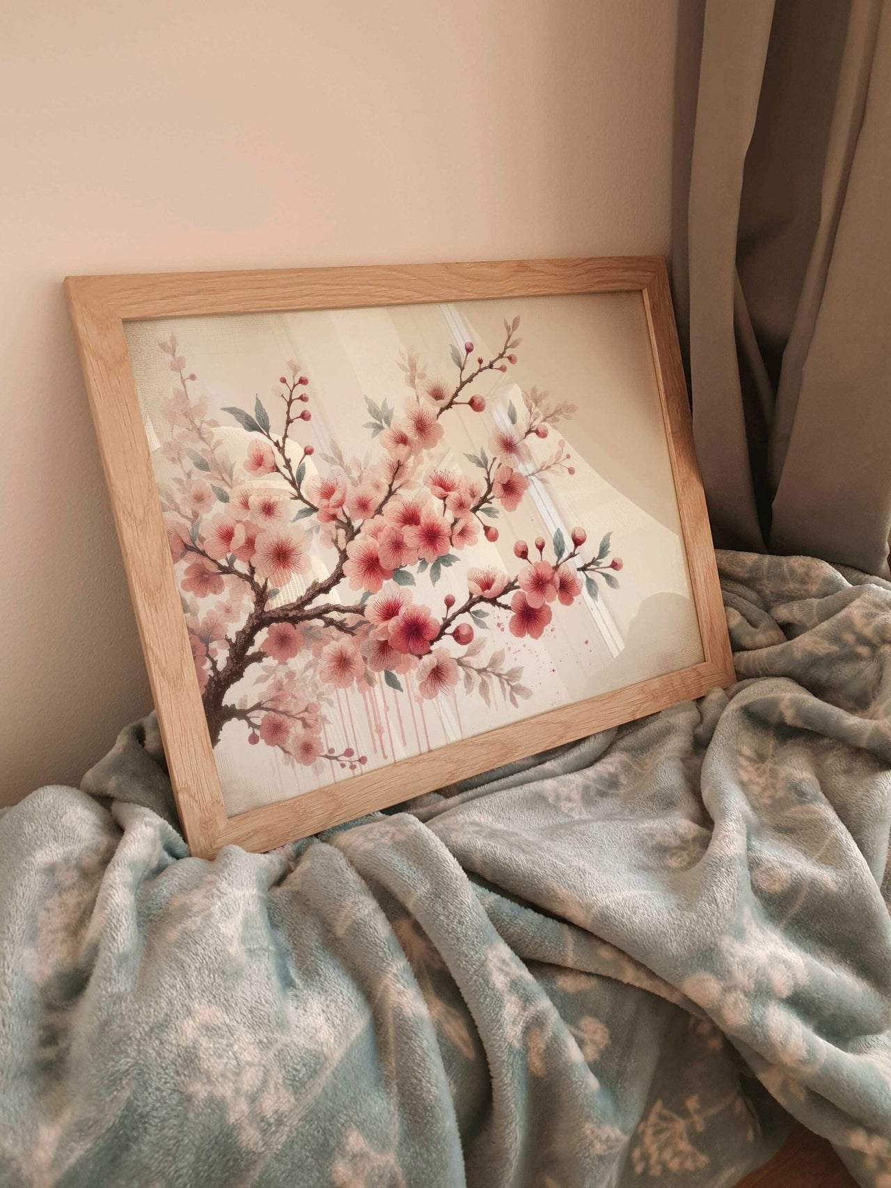Cherry Blossom Wall Art – Floral Living Room Decor