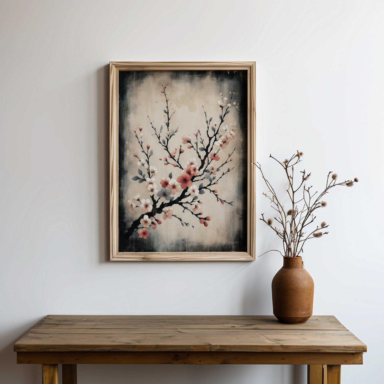 Cherry Blossom Wall Art – Floral Living Room Print
