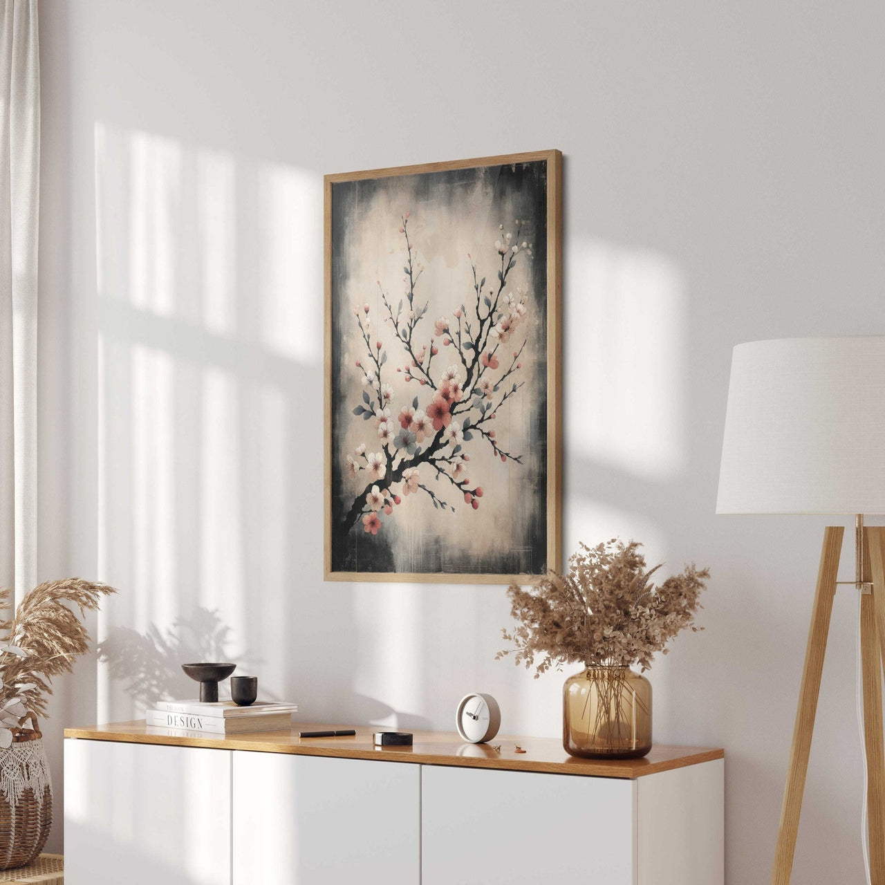 Cherry Blossom Wall Art – Floral Living Room Print
