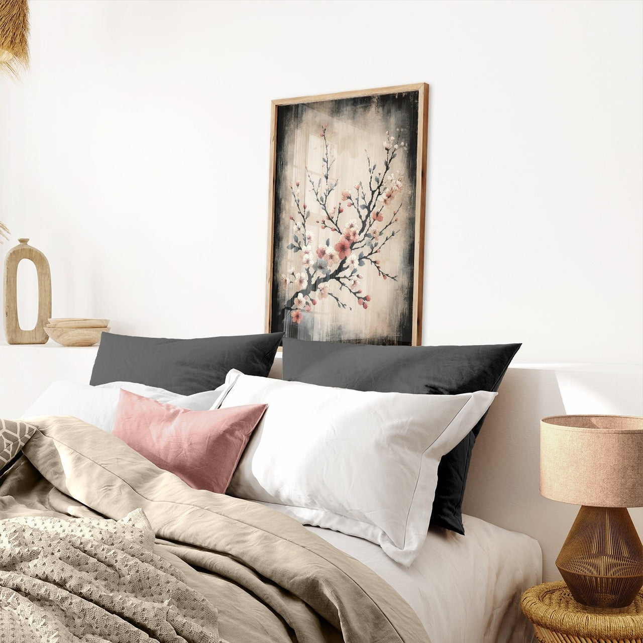 Cherry Blossom Wall Art – Floral Living Room Print