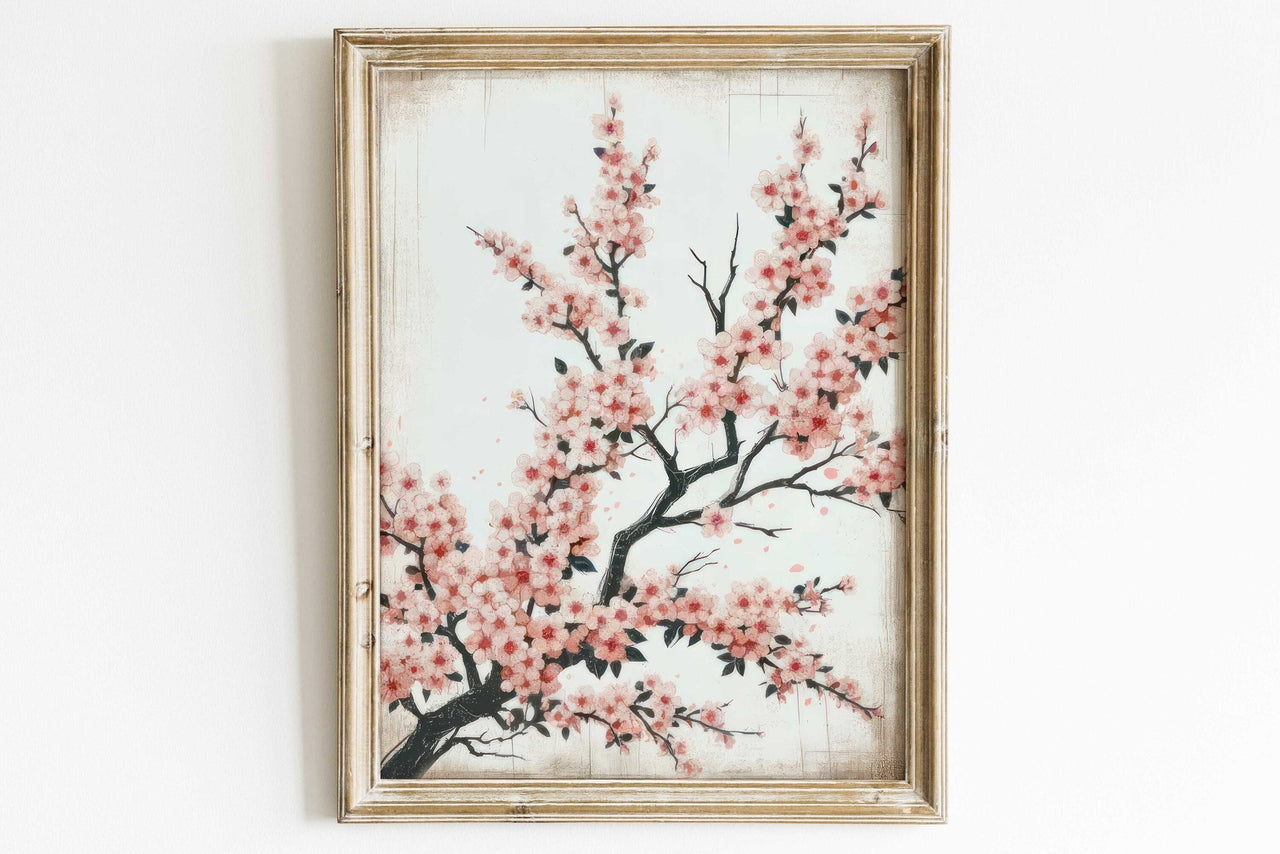Cherry Blossom Print – Floral Living Room Wall Art