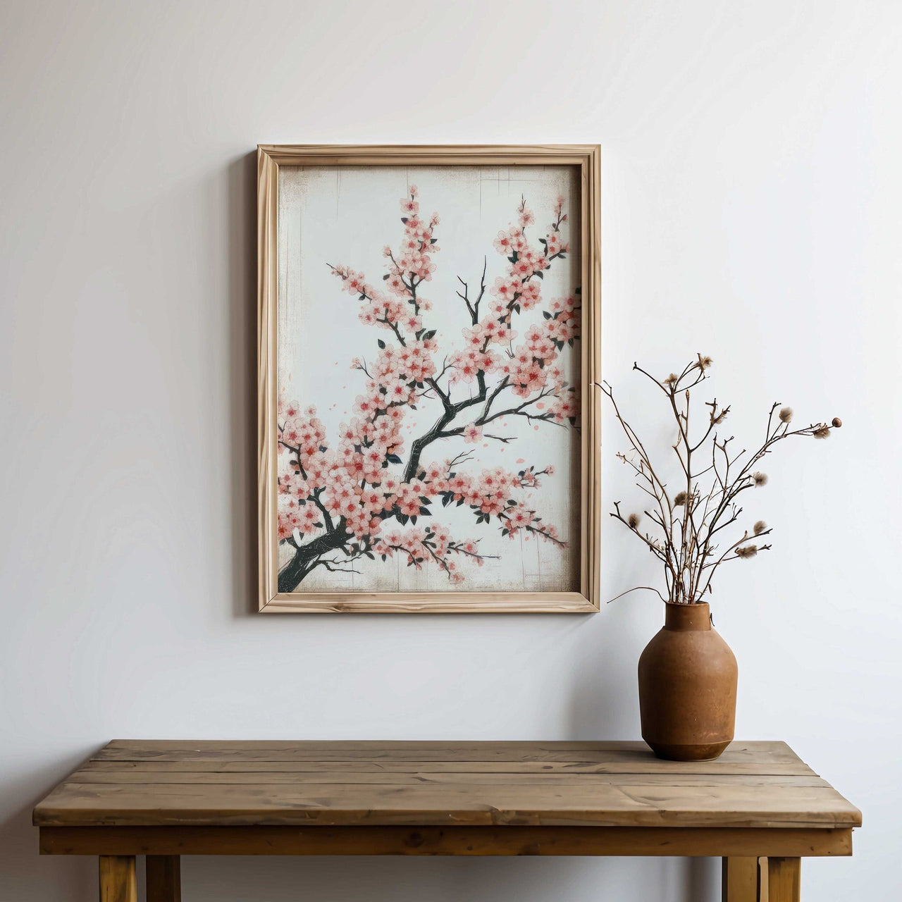 Cherry Blossom Print – Floral Living Room Wall Art