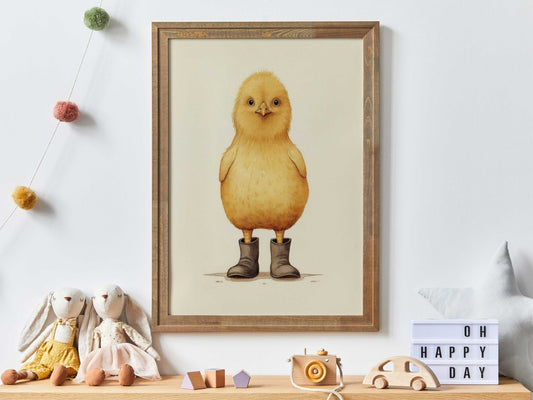 Chicken Nursery Print, Whimsical Chicken Art, Cute Animal Decor - WildfieldPrints