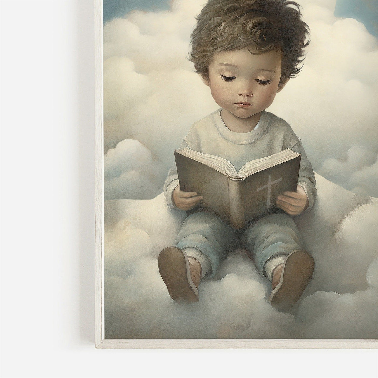 Boy Reading Bible Wall Art – Religious Boys Room Print