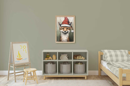 Christmas Animal Wall Art, Fox Nursery Decor, Kids Room Print - WildfieldPrints