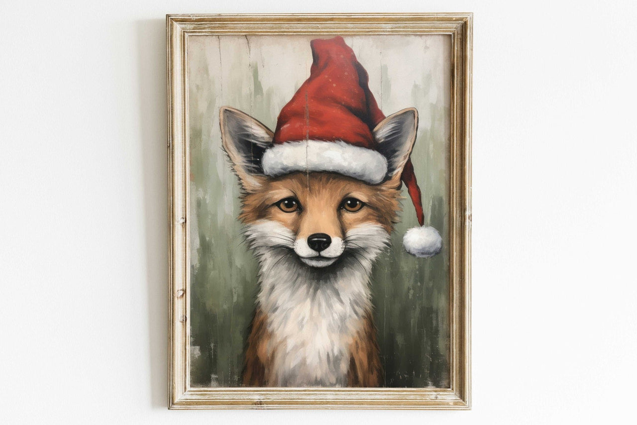 Festive Fox Wall Art – Animal Kids Room Print
