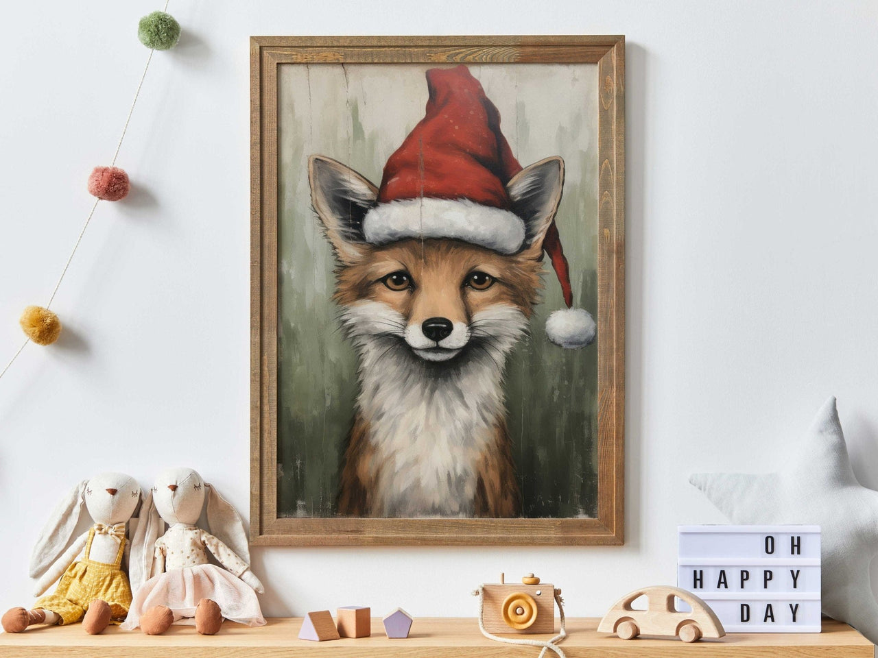 Festive Fox Wall Art – Animal Kids Room Print