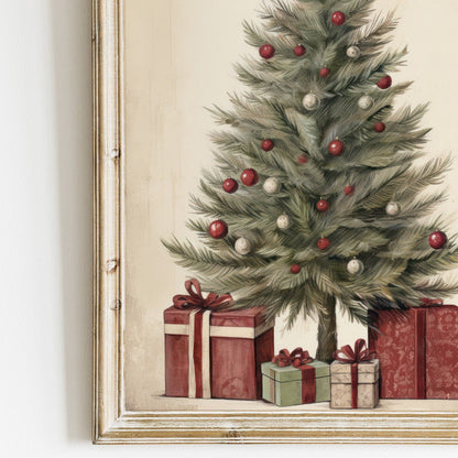 Christmas Tree Art, Vintage Holiday Decor, Rustic Wall Decor - WildfieldPrints
