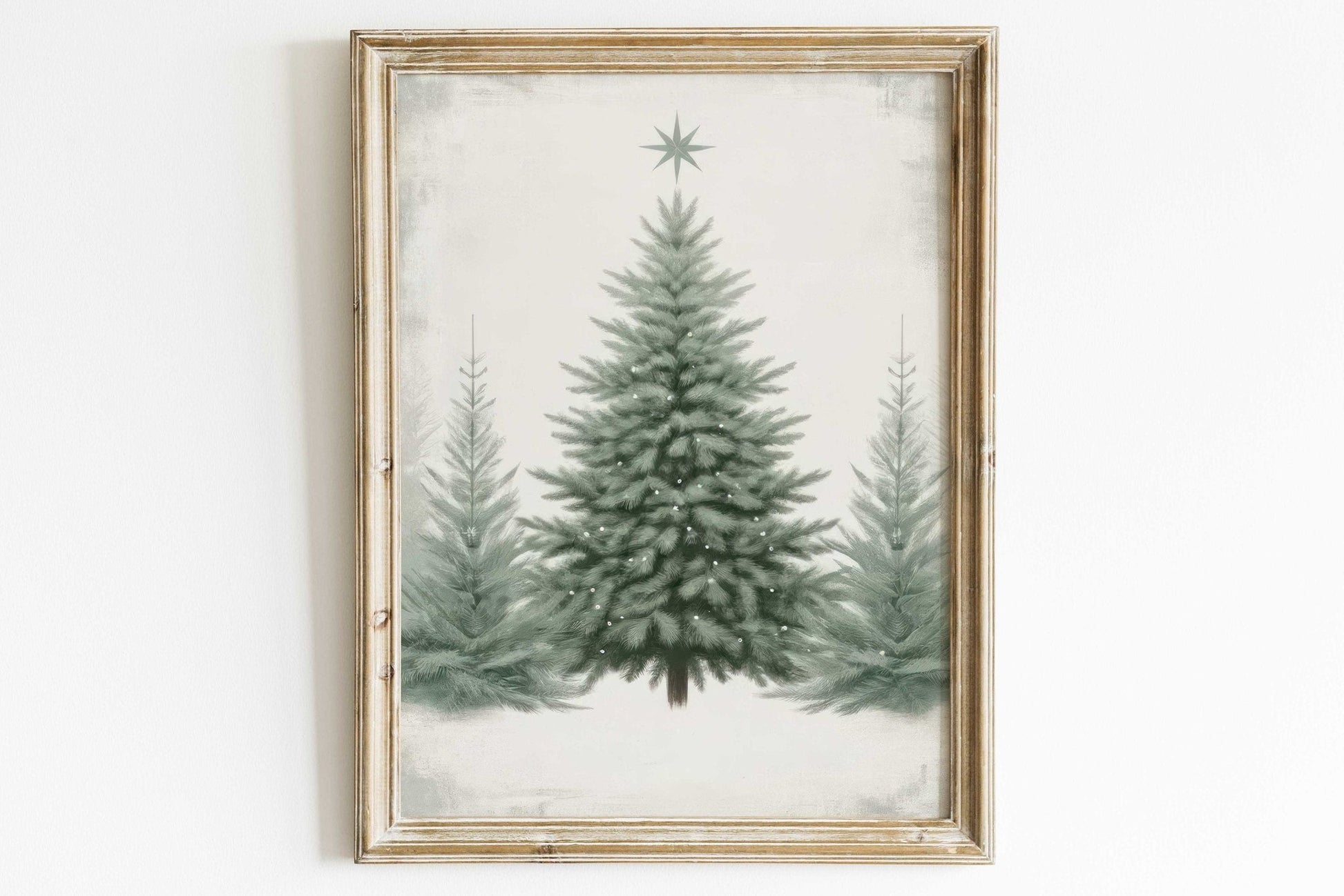 Christmas Tree Print, Rustic Wall Art, Vintage Holiday Decor - WildfieldPrints