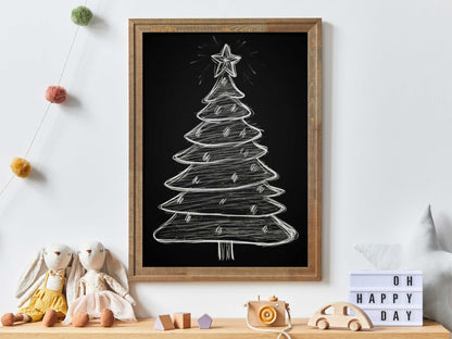Christmas Tree Wall Art, Festive Nursery Decor, Holiday Print - WildfieldPrints