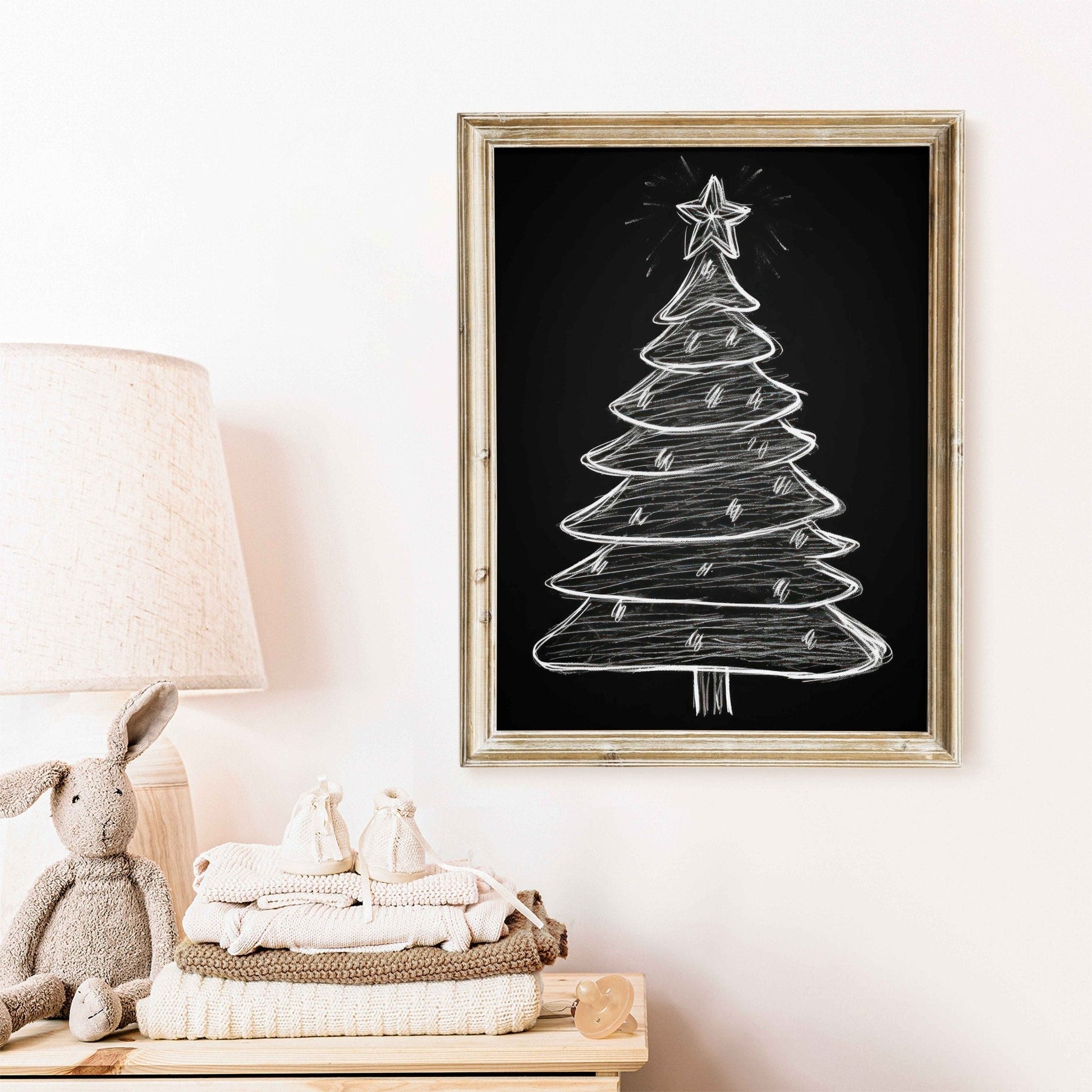 Christmas Tree Wall Art, Festive Nursery Decor, Holiday Print - WildfieldPrints
