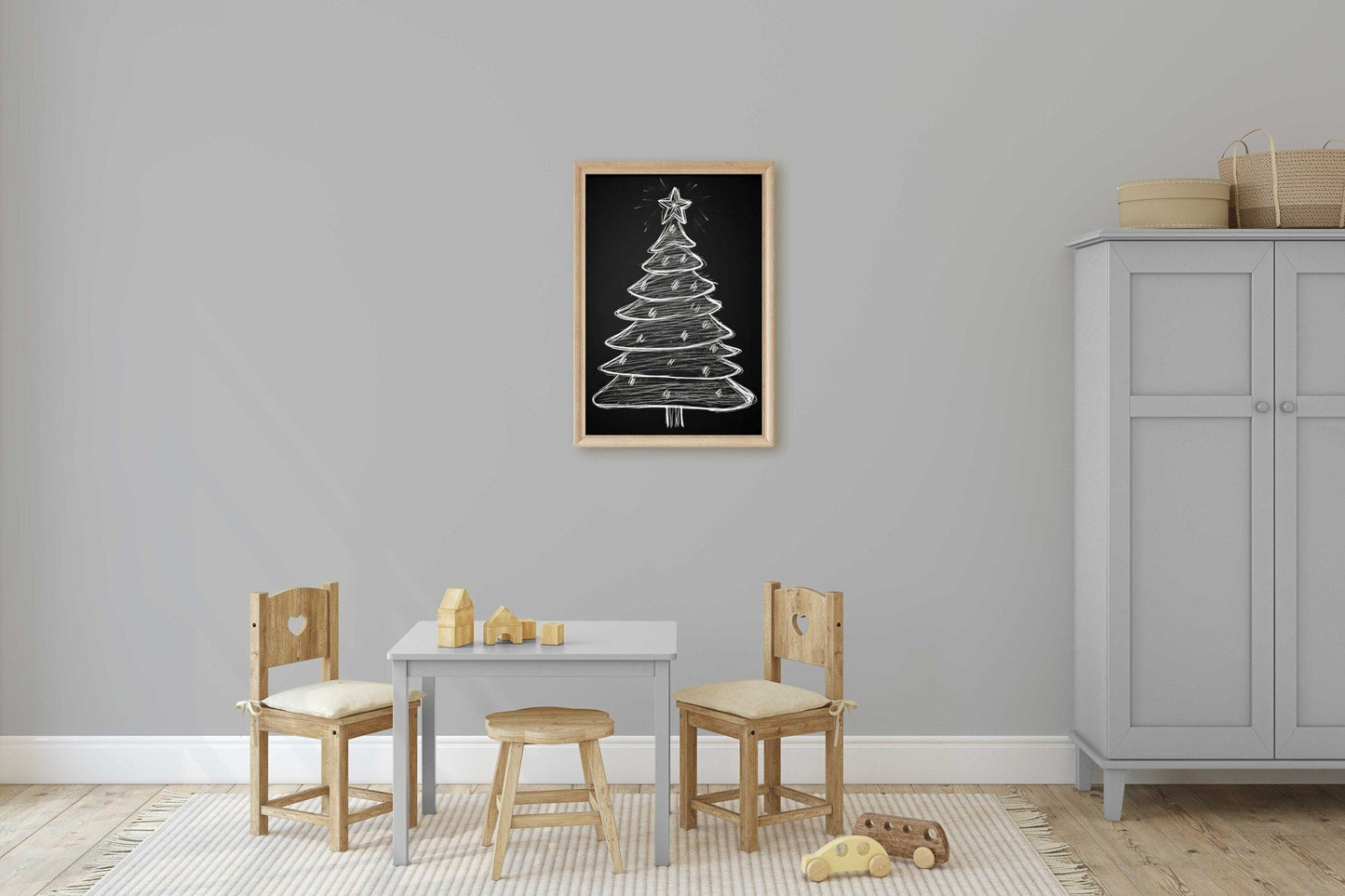 Christmas Tree Wall Art, Festive Nursery Decor, Holiday Print - WildfieldPrints