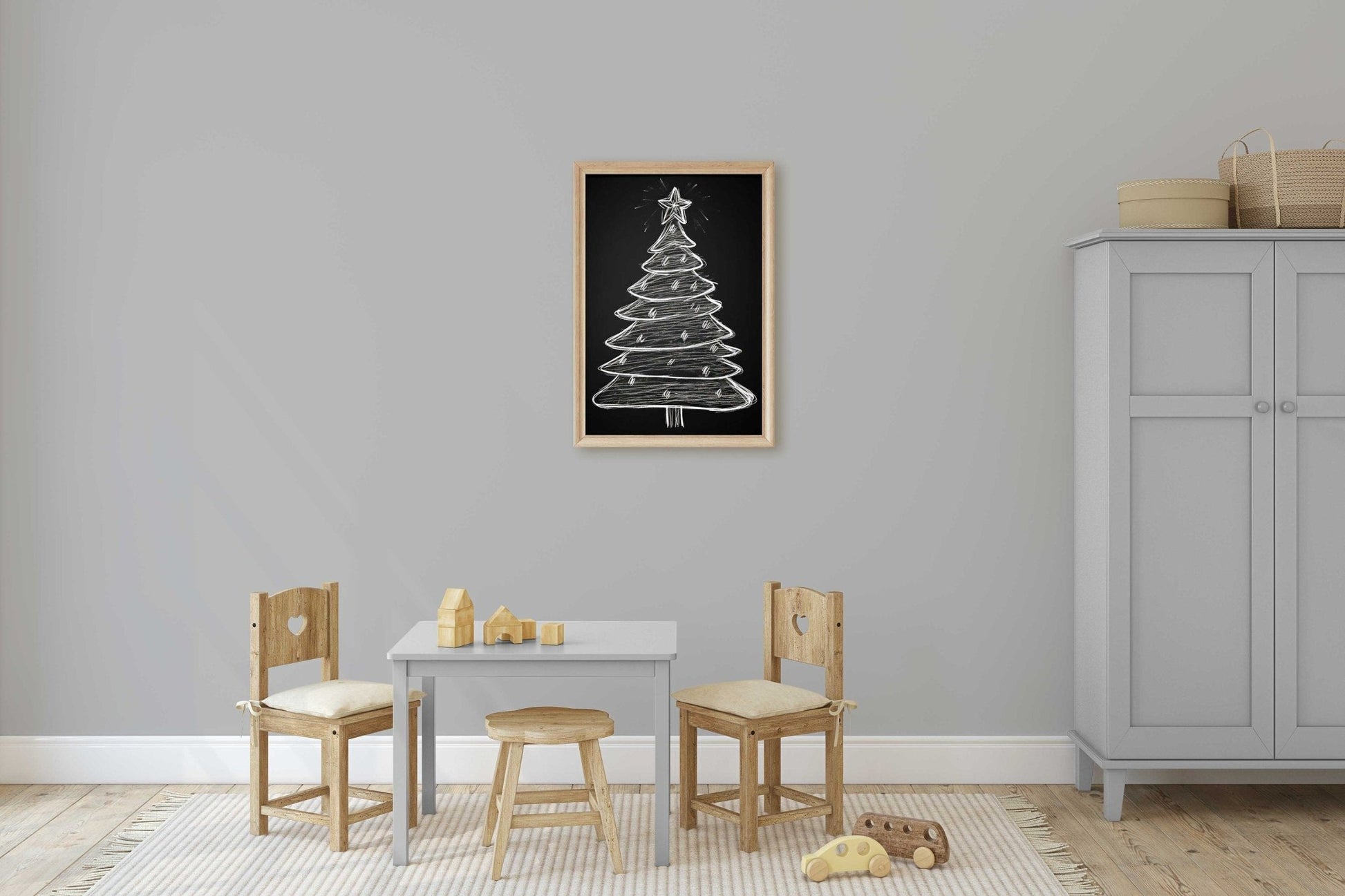Christmas Tree Wall Art, Festive Nursery Decor, Holiday Print - WildfieldPrints