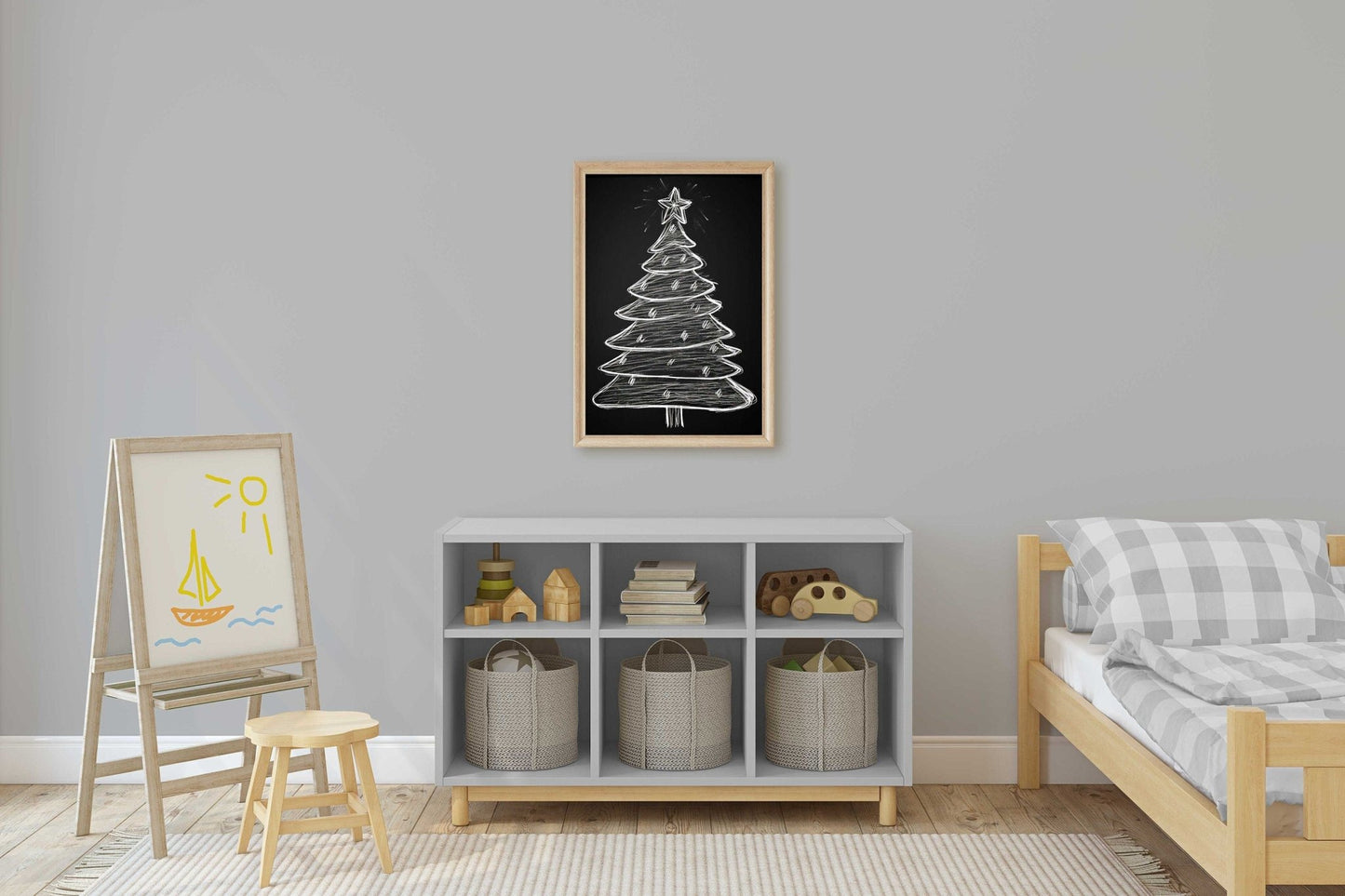 Christmas Tree Wall Art, Festive Nursery Decor, Holiday Print - WildfieldPrints