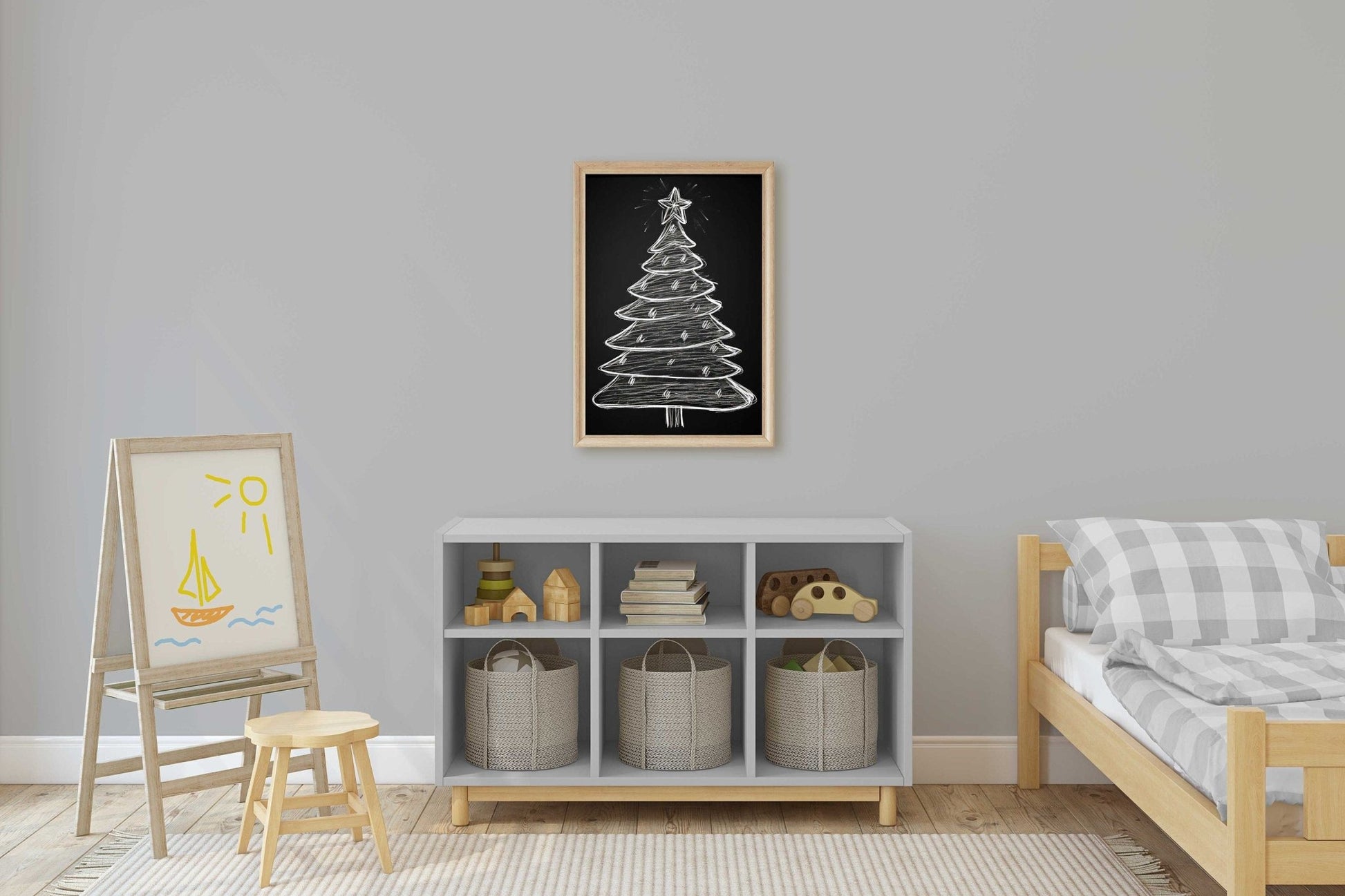 Christmas Tree Wall Art, Festive Nursery Decor, Holiday Print - WildfieldPrints