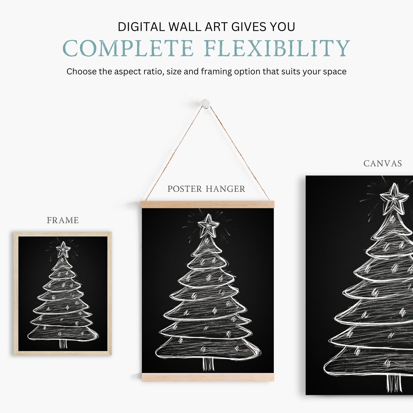 Christmas Tree Wall Art, Festive Nursery Decor, Holiday Print - WildfieldPrints