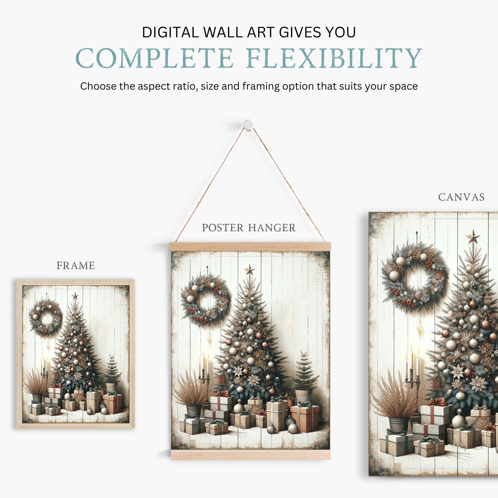 Christmas Tree Wall Art, Rustic Holiday Decor, Kids Room Print - WildfieldPrints