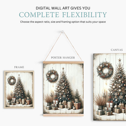 Christmas Tree Wall Art, Rustic Holiday Decor, Kids Room Print - WildfieldPrints