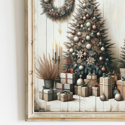 Christmas Tree Wall Art, Rustic Holiday Decor, Kids Room Print - WildfieldPrints