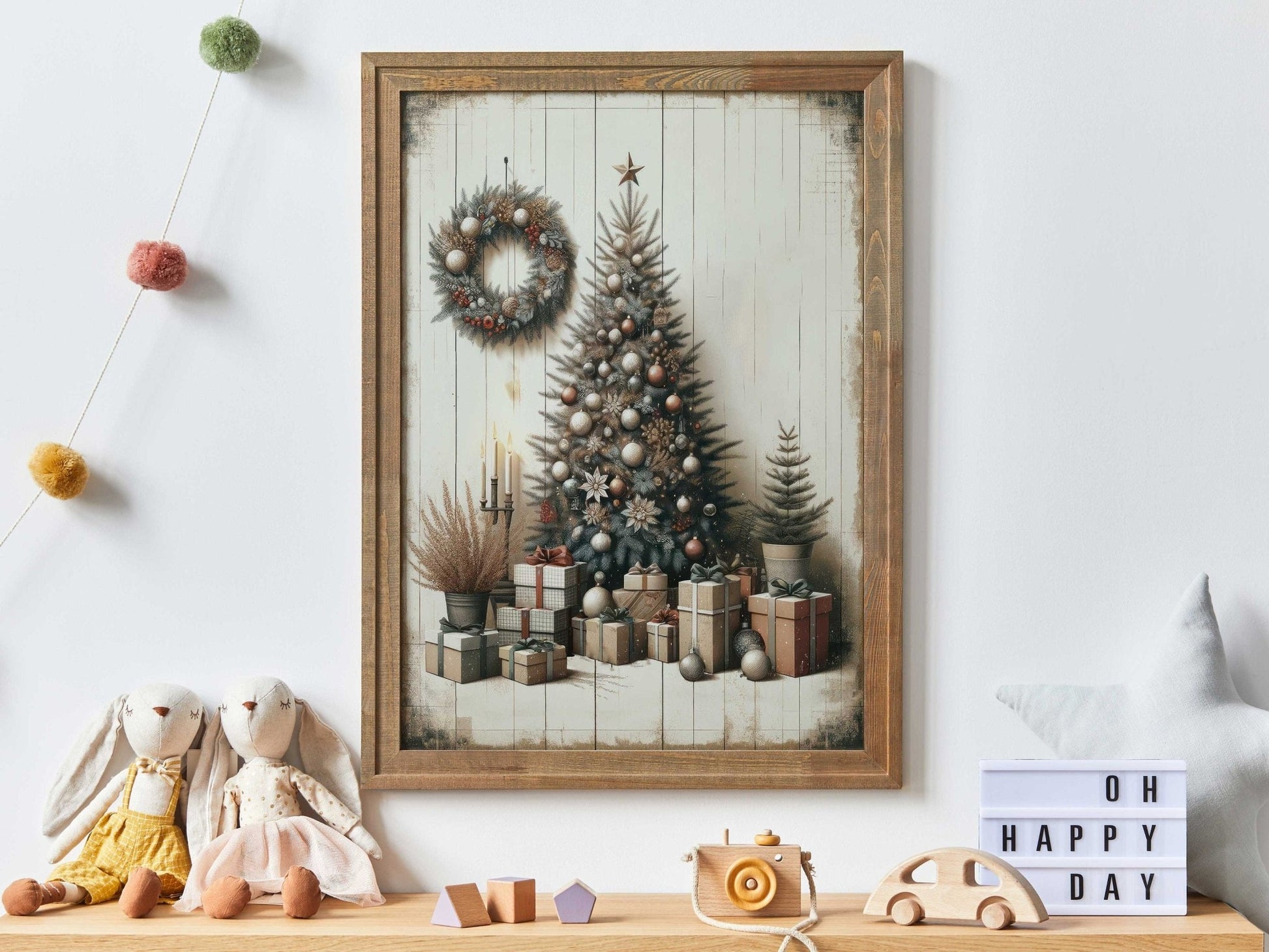 Christmas Tree Wall Art, Rustic Holiday Decor, Kids Room Print - WildfieldPrints