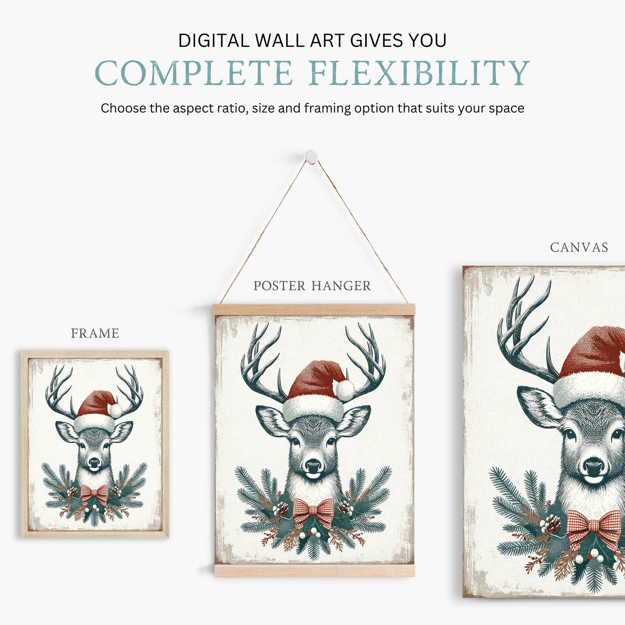 Vintage Deer Wall Art – Animal Living Room Print