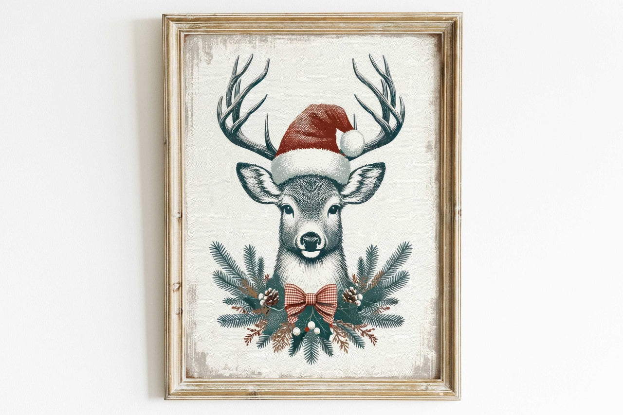 Vintage Deer Wall Art – Animal Living Room Print