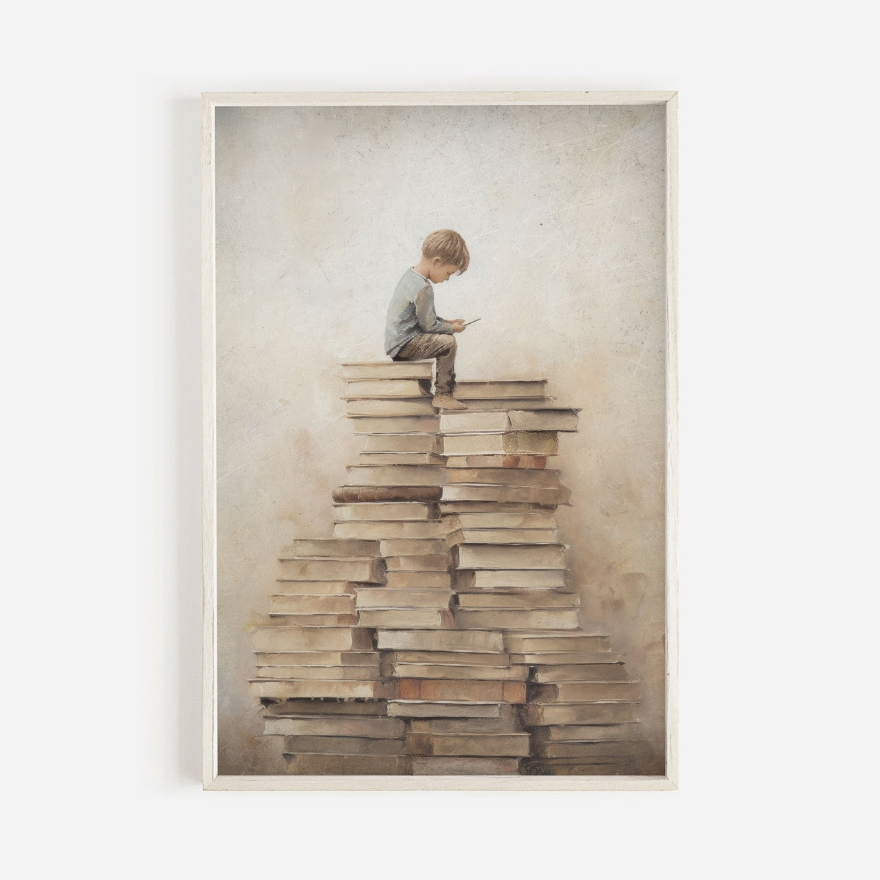 Vintage Boys Reading Wall Art – Child's Study Room Print