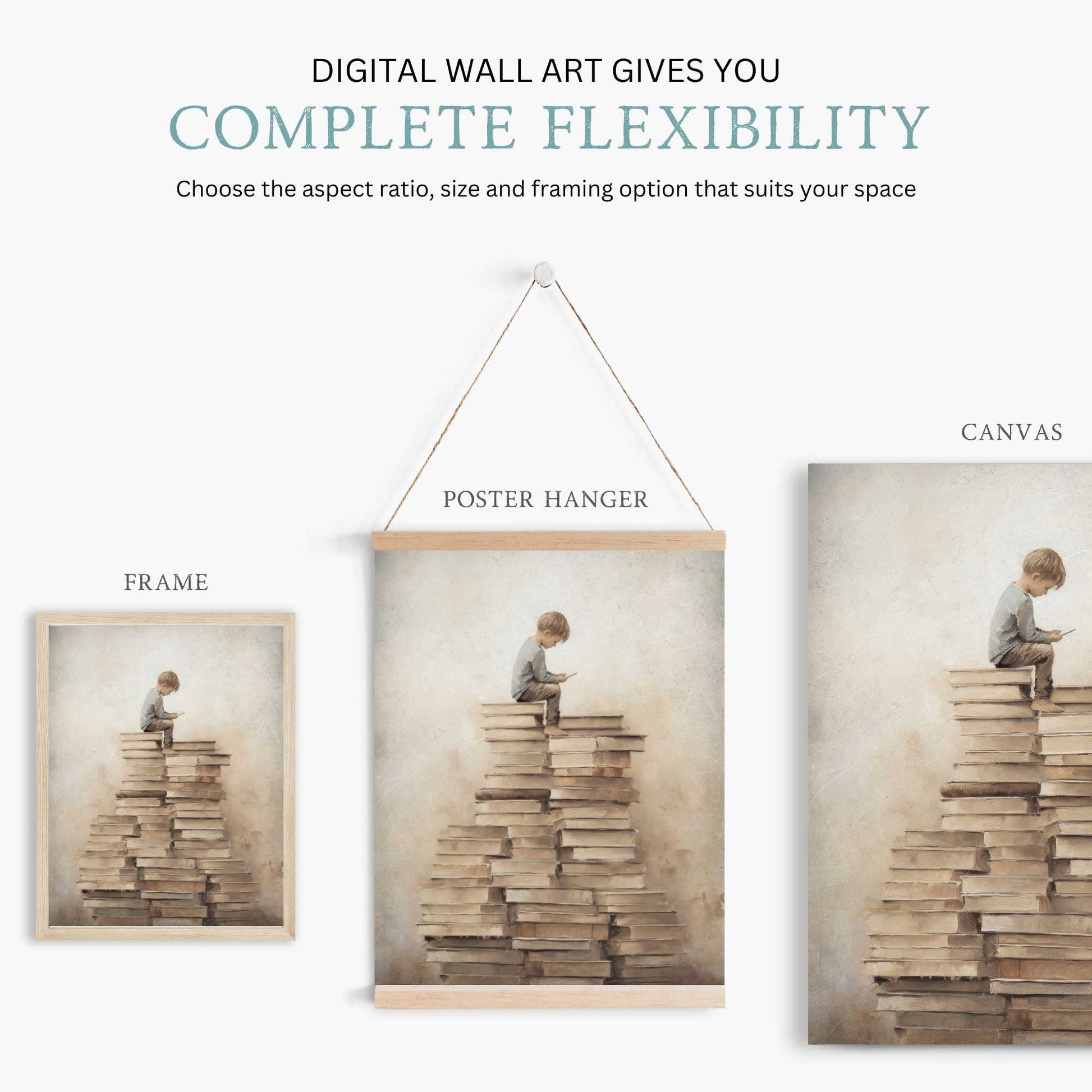 Classroom Reading Wall Art, Boy's Study Room Decor, Inspire Learning - WildfieldPrints