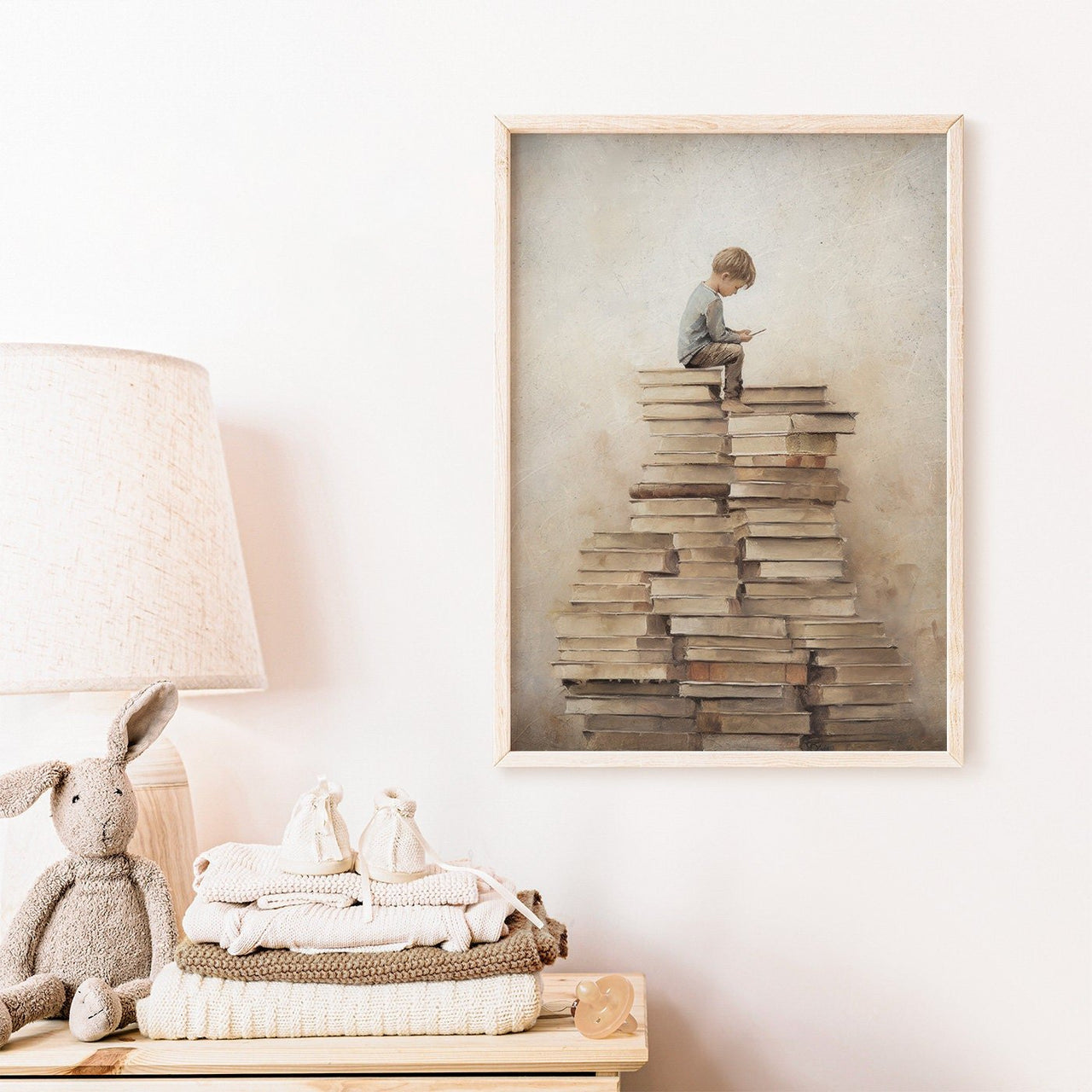 Vintage Boys Reading Wall Art – Child's Study Room Print