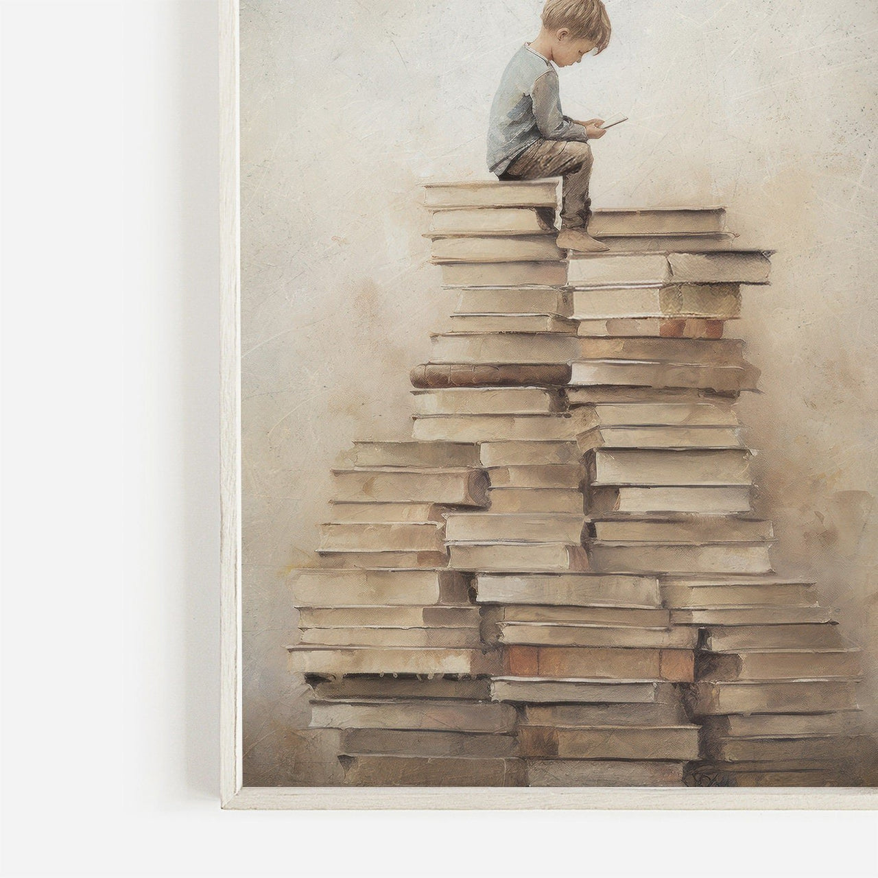 Vintage Boys Reading Wall Art – Child's Study Room Print