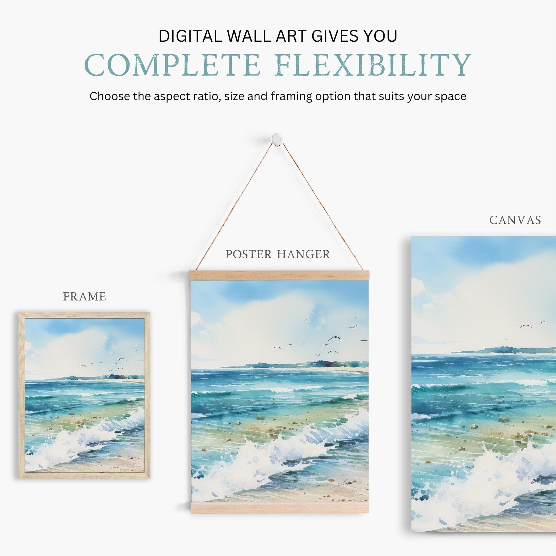 Coastal Ocean Art, Beach Home Decor, Vibrant Wall Prints - WildfieldPrints