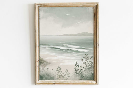 Coastal Sea Painting, Beach Home Decor, Ocean Wall Art - WildfieldPrints