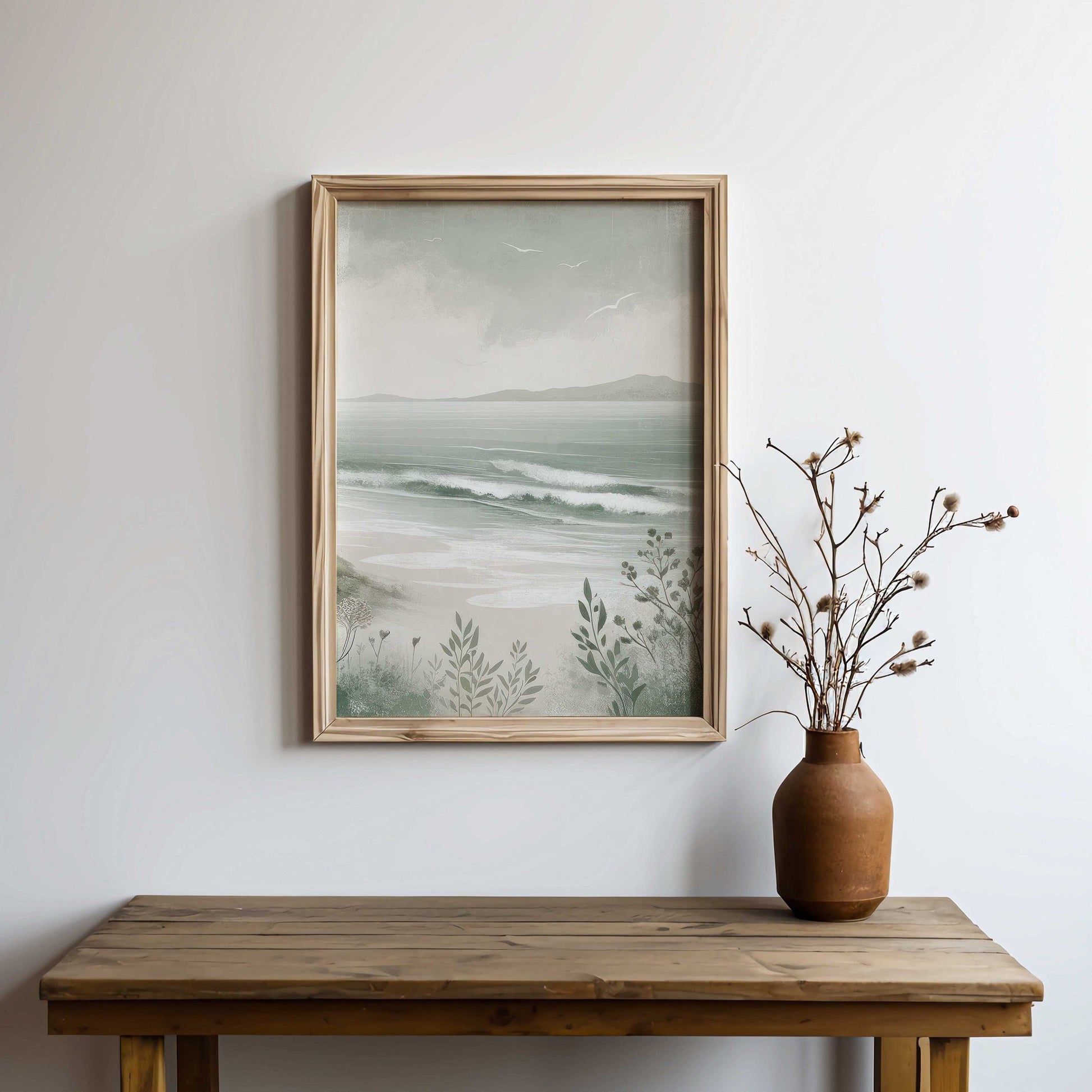 Coastal Sea Painting, Beach Home Decor, Ocean Wall Art - WildfieldPrints