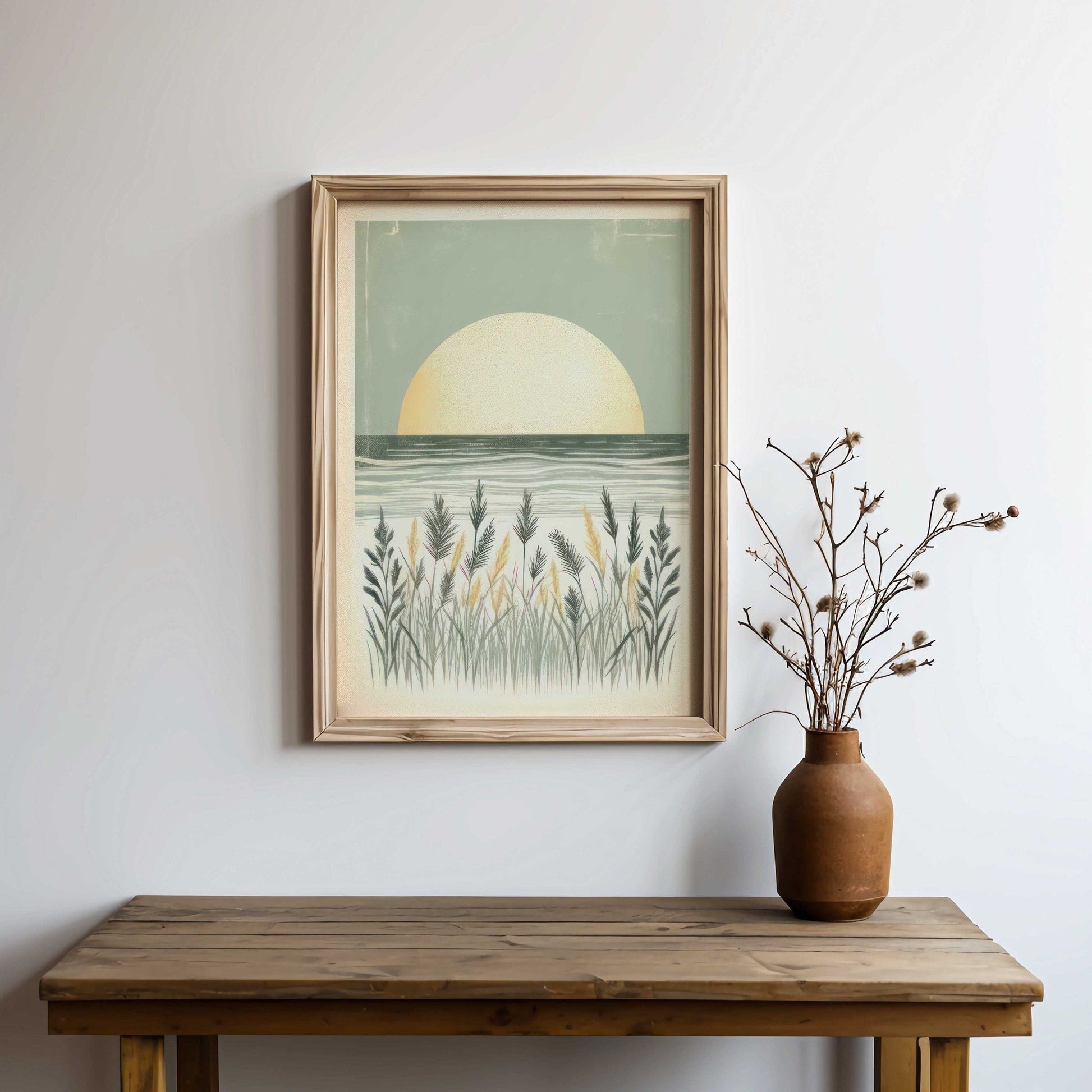 Coastal Sea Painting, Beach Wall Decor, Sunset Art for Home - WildfieldPrints