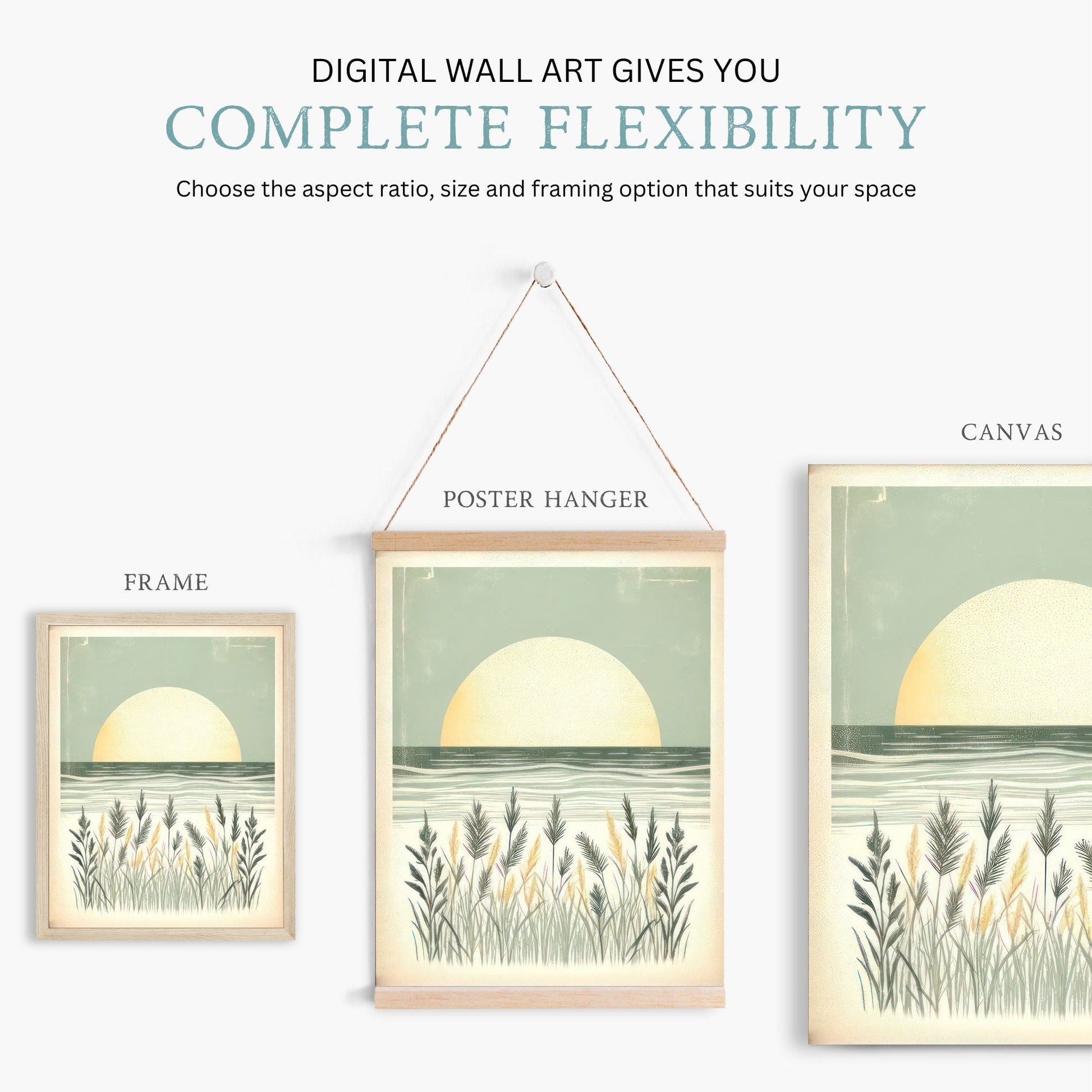 Coastal Sea Painting, Beach Wall Decor, Sunset Art for Home - WildfieldPrints